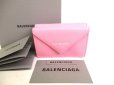 Photo1: BALENCIAGA Pink Leather Trifold Mini Wallet #9366 (1)