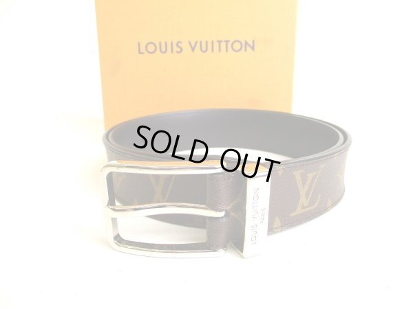 Photo1: LOUIS VUITTON Monogram Leather Pont Neuf 35MM Belt #9370