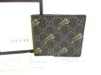 Photo1: GUCCI GG Black Leather Tiger Motif Bifold Wallet Compact Wallet #9372 (1)