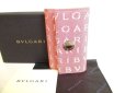 Photo1: BVLGARI Pink Canvas Cream Leather Logo Mania 6 Pics Key Cases #9380 (1)