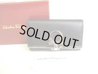 Salvatore Ferragamo Gancini Black Leather Silver H/W 6Pics Key Case #9381