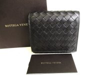 BOTTEGA VENETA Intrecciato Black Leather Bifold Wallet Compact Wallet #9387