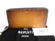 Photo1: Berluti Calligraphy Brown Leather Round Zip Wallet #9393 (1)