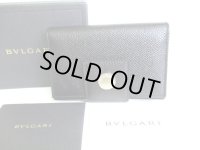 BVLGARI Black Grain Leather Business Card Case Card Holder #9396