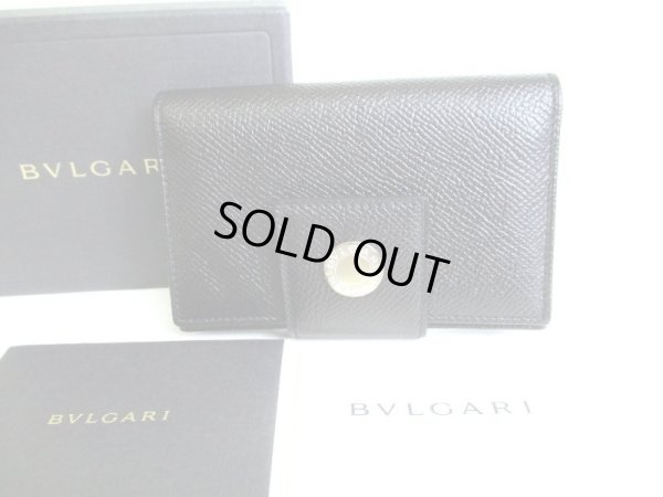 Photo1: BVLGARI Black Grain Leather Business Card Case Card Holder #9396