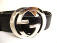 Photo8: GUCCI Interlocking G Buckle GG Black Leather Belt Size M #9410