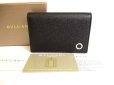 Photo1: BVLGARI Black Grain Calf Leather Business Card Case Card Holder #9418 (1)