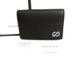 Photo1: GUCCI GG Black Leather Business Card Case #9423 (1)