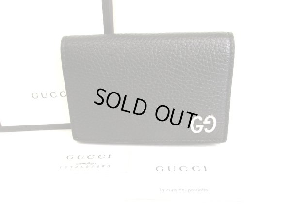 Photo1: GUCCI GG Black Leather Business Card Case #9423