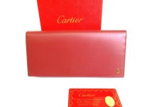Cartier Pasha de Cartier Bordeaux Leather Bifold Long Flap Wallet Purse #9424