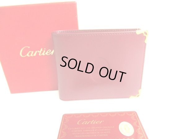 Photo1: Cartier Must de Cartier Bordeaux Leather Bifold Wallet Purse #9425