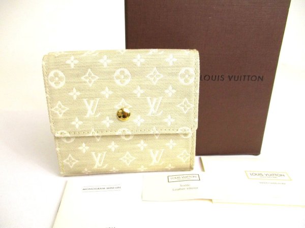 Photo1: LOUIS VUITTON Monogram Mini Lin White Canvas Brifold Wallet #9426