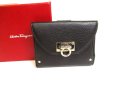 Photo1: Salvatore Ferragamo Gancini Black Pink Leather Bifold Wallet #9433 (1)