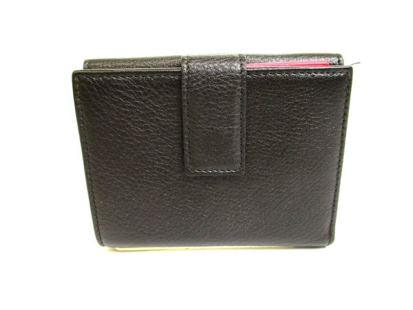 Photo2: Salvatore Ferragamo Gancini Black Pink Leather Bifold Wallet #9433