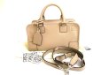 Photo1: LOEWE Sand Beige Calf Leather Hand Bag Purse W/Strap Amazona 28 #9434 (1)