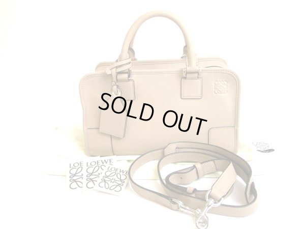 Photo1: LOEWE Sand Beige Calf Leather Hand Bag Purse W/Strap Amazona 28 #9434