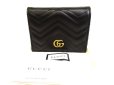 Photo1: GUCCI GG Marmont Black Leather Bifold Wallet Compact Wallet #9435 (1)