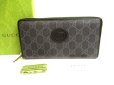 Photo1: GUCCI Interlocking G Black GG PVC Leather Round Zip Wallet #9436 (1)