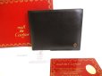 Photo1: Cartier Pasha de Cartier Black Leather Gold Logo Bifold Bill Wallet #9450 (1)