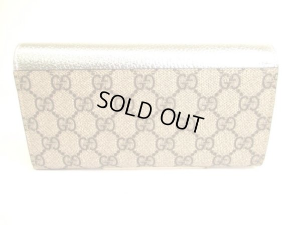 Photo2: GUCCI Double G GG PVC Canvas Silver Leather Bifold Long Flap Wallet #9453