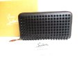 Photo1: Christian Louboutin Panettone Black Leather Spikes Round Zip Wallet #9456 (1)