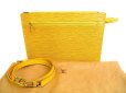 Photo1: LOUIS VUITTON Epi Yellow Leather Clutch Bag Crossbody Bag W/Strap #9462 (1)