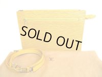 LOUIS VUITTON Epi Yellow Leather Clutch Bag Crossbody Bag W/Strap #9462