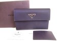 Photo1: PRADA Purple Nylon and Leather Trifold Wallet Purse #9464 (1)