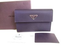 PRADA Purple Nylon and Leather Trifold Wallet Purse #9464