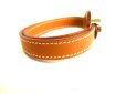 Photo3: HERMES Serie Palladium Plated Brown Leather Bracelet #9468
