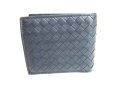 Photo2: BOTTEGA VENETA Navy Blue Leather Bifold Wallet Compact Wallet #9469 (2)
