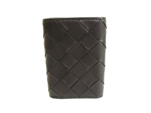 Photo2: BOTTEGA VENETA Intrecciato Black Leather Trifold Wallet Compact Wallet #9470