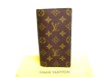 Photo1: LOUIS VUITTON Monogram Brown Leather Bifold Flap Long Wallet Columbus #9471 (1)