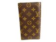 Photo2: LOUIS VUITTON Monogram Brown Leather Bifold Flap Long Wallet Columbus #9471 (2)