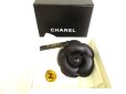 Photo1: CHANEL Camelia Black Leather Corsage Brooch #9473 (1)