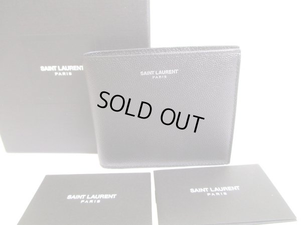 Photo1: Saint Laurent Paris Yves Saint Laurent YSL Black Leather Bifold Wallet #9485