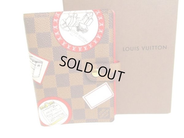 Photo1: LOUIS VUITTON Damier Brown Leather Patchwork Document Holders Agenda PM #9487