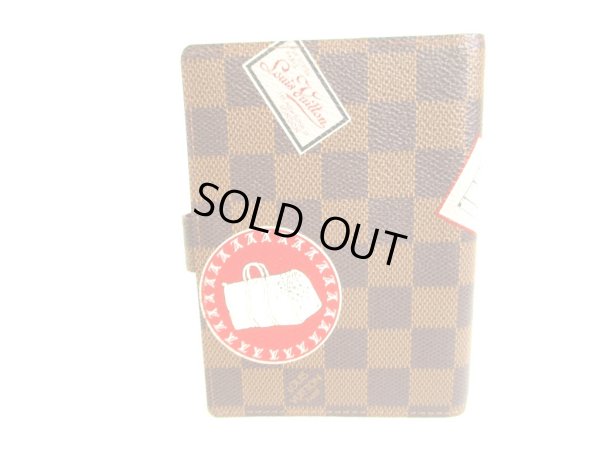 Photo2: LOUIS VUITTON Damier Brown Leather Patchwork Document Holders Agenda PM #9487