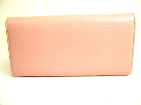 Photo2: Salvatore Ferragamo Gancini Light Pink Leather Long Flap Wallet #9488