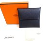 Photo1: HERMES Navy Blue Veau Epson Leather Coin Purse Bastia #9493 (1)