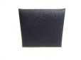 Photo2: HERMES Navy Blue Veau Epson Leather Coin Purse Bastia #9493 (2)