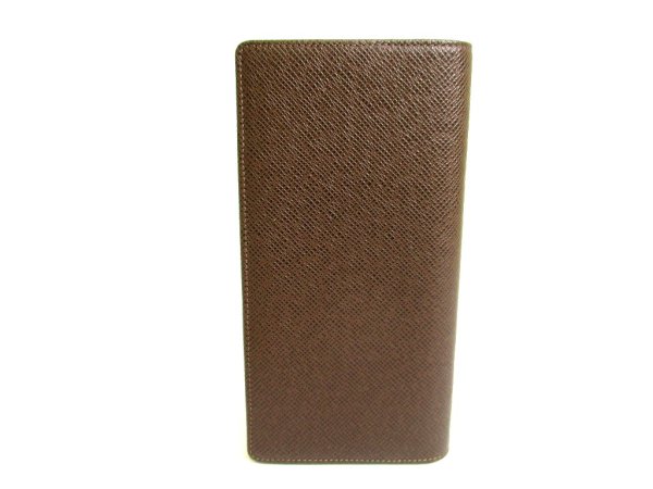 Photo2: LOUIS VUITTON Dark Brown Taiga Leather Long Wallet Portefeuille Brazza #9498