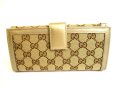 Photo2: GUCCI GG Brown Canvas Beige Leather Soho Long Wallet #9499 (2)