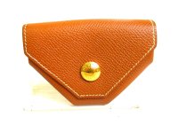 HERMES Gold Graine Couchevel Leather Gold H/W Coin Purse Levan Cattle #9501