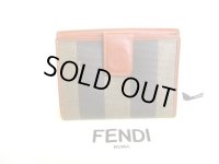 FENDI Pecan Khaki Canvas Brown Leather Bifold Wallet Compact Wallet #9502