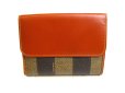 Photo2: FENDI Pecan Khaki Canvas Brown Leather Bifold Wallet Compact Wallet #9502 (2)