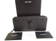 Photo1: Saint Laurent Paris YSL Motif Black Leather Zip Around Wallet Cassandre #9503 (1)