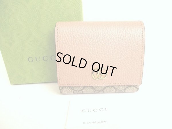 Photo1: GUCCI GG Marmont Dust Pink Leather Bifold Wallet Compact Wallet #9508