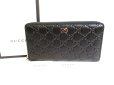 Photo1: GUCCI Guccissima Black Leather Round Zip Long Wallet #9512 (1)