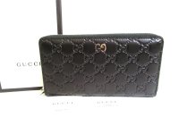 GUCCI Guccissima Black Leather Round Zip Long Wallet #9512